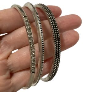 Chico's Silver Bangle Set of 3 Bracelets